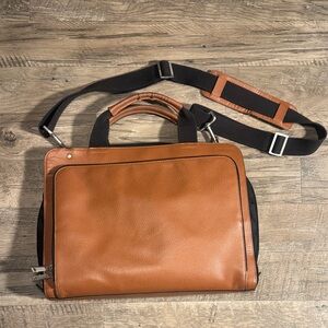 Jack Spade Cognac Brown Leather Men's Bag with Adjustable Strap